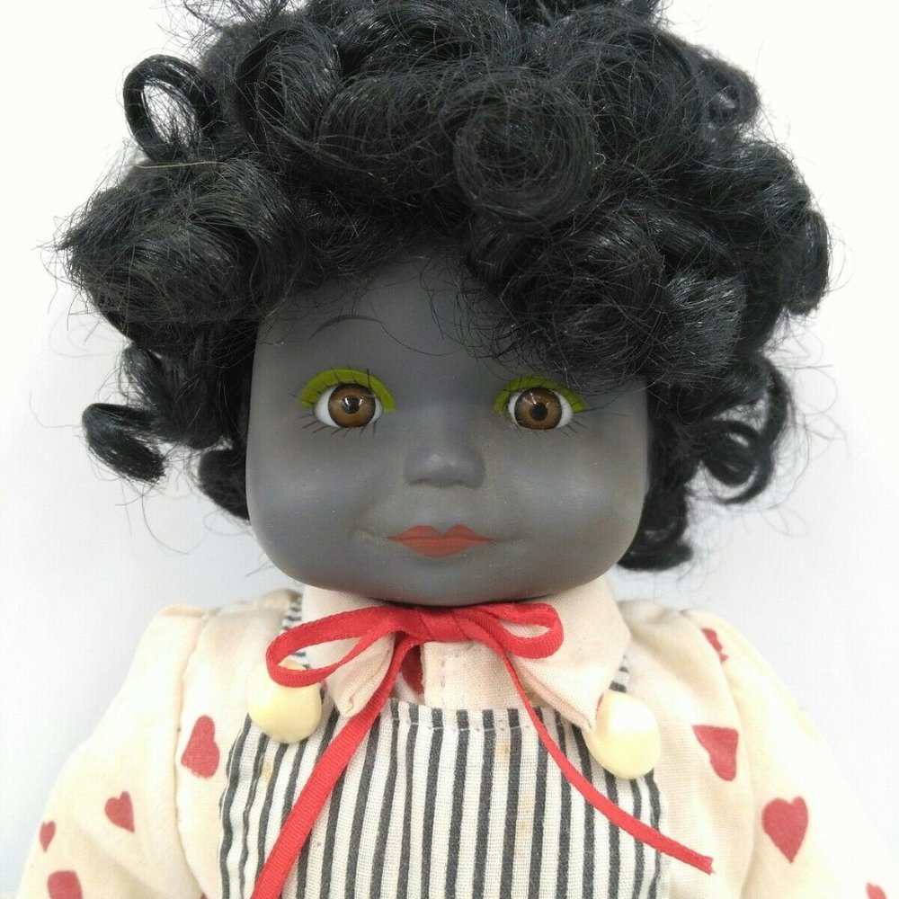 Vintage African American Porcelain Doll 13" in